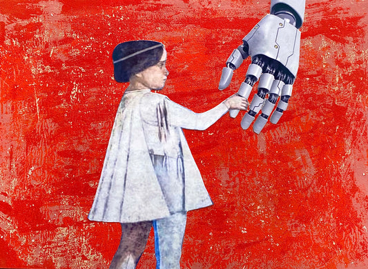 Unique collage art inspired by Andrea Mantegna's La camera degli sposi. Contemporary reinterpretation of Italian art history with an ironic twist. Original artwork 15x20cm, €490.
