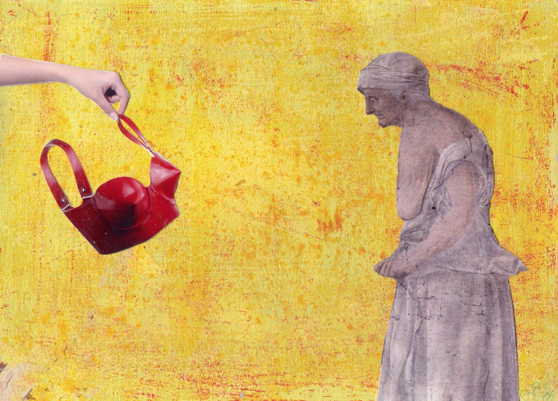 Unique collage art inspired byPiero Della Francesca's La morte di Adamo. Storia della vera croce. Contemporary reinterpretation of Italian art history with an ironic twist. Original artwork 
15cmx20cm, €490.
