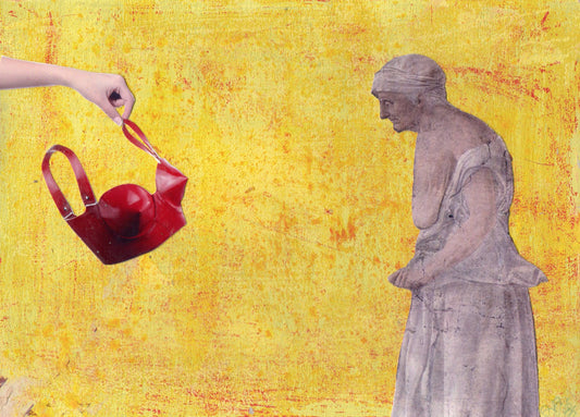 Unique collage art inspired byPiero Della Francesca's La morte di Adamo. Storia della vera croce. Contemporary reinterpretation of Italian art history with an ironic twist. Original artwork 
15cmx20cm, €490.