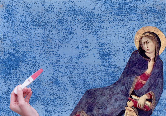 
Unique collage art inspired by Simone Martini's Annunciazione. Contemporary reinterpretation of Italian art history with an ironic twist. Original artwork 15cmx20cm, €490.