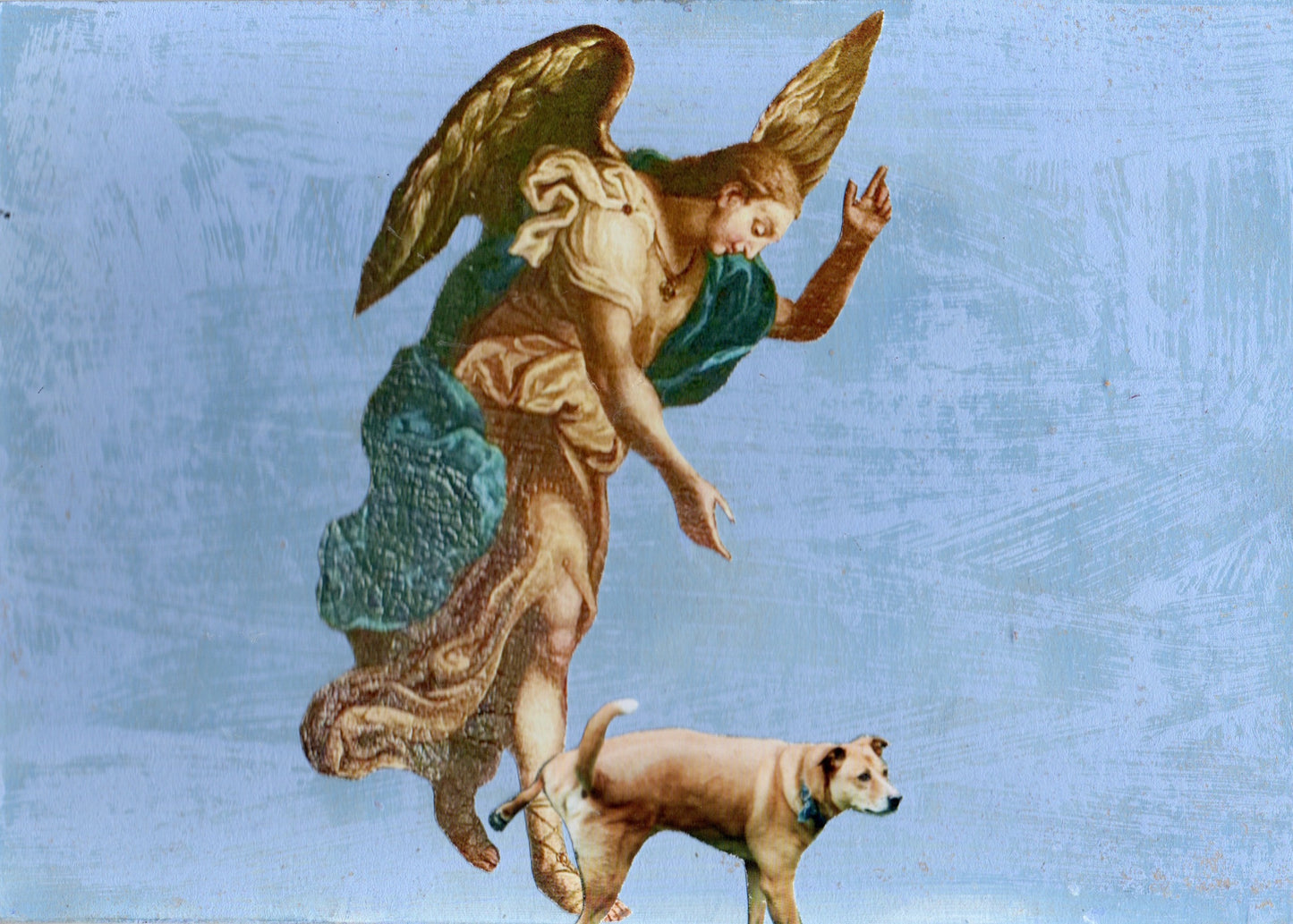 Unique collage art. Contemporary reinterpretation of Italian art history with an ironic twist. Original artwork 15x20cm, €490.